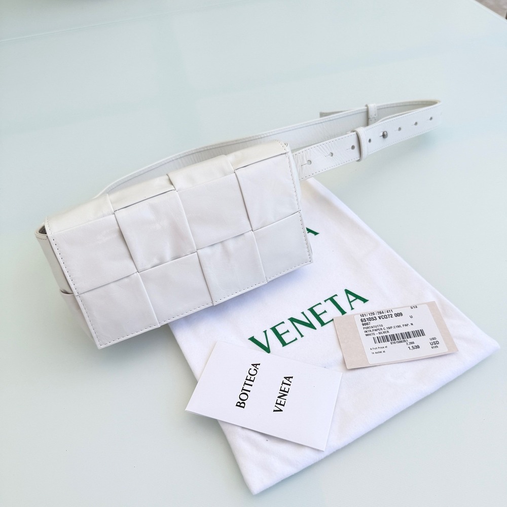 Bottega Veneta Cassette Belt Bag White Maxi Intrecciato Leather 651053 - Picture 12 of 15
